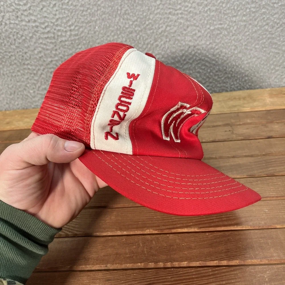 Vintage Wisconsin Badgers Hat Adult Large Red White Snapback NCAA Sports 80s 90s